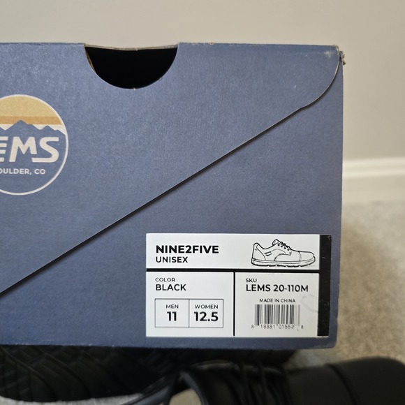 Lems Nine2Five Men's Black Leather Oxford Shoes Size M 11 / W 12.5 New In Box - Picture 9 of 9